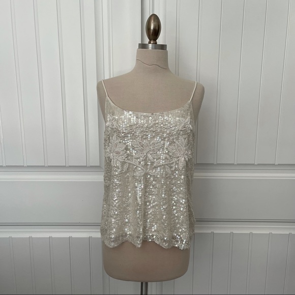 Topshop Tops - Topshop White Embellished Sequin Camisole NWT